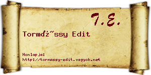 Tormássy Edit névjegykártya
