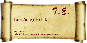 Tormássy Edit névjegykártya